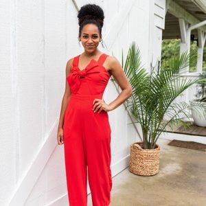 🟢Red bow jumpsuit